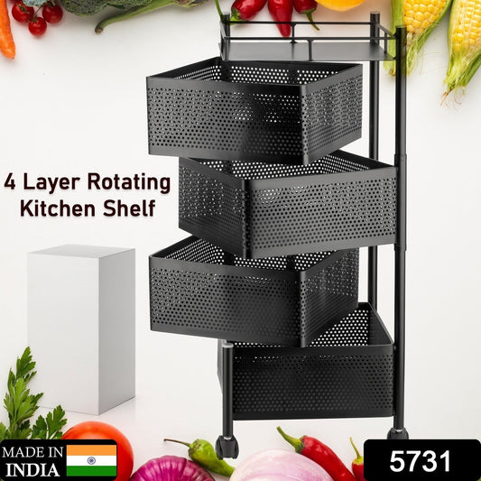 Metal High Quality Kitchen Trolley Kitchen Organizer Items and Kitchen Accessories Items for Kitchen Rack Square Design for Fruits & Vegetable Onion Storage Kitchen Trolley with Wheels (4 Layer) - infinityexculsivestore.com