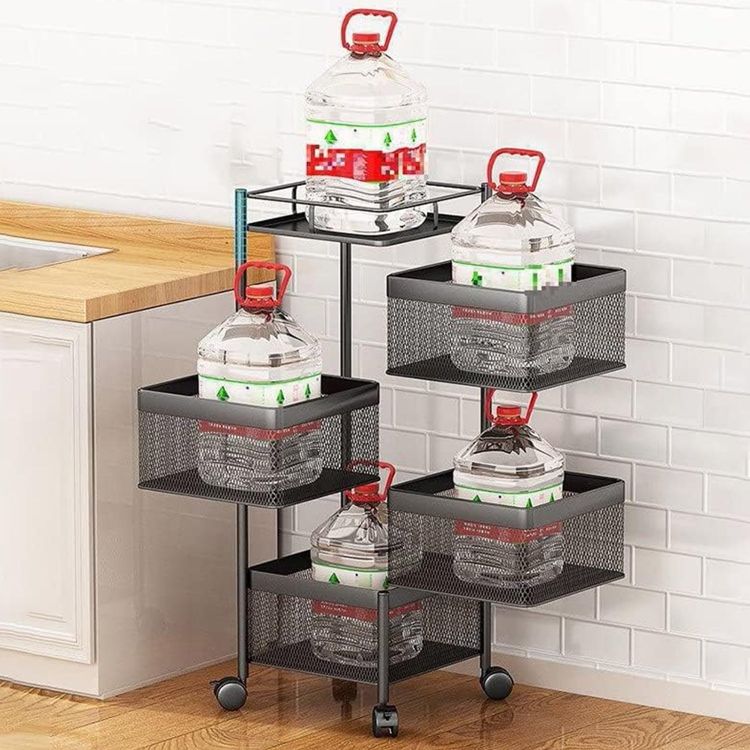 Metal High Quality Kitchen Trolley Kitchen Organizer Items and Kitchen Accessories Items for Kitchen Rack Square Design for Fruits & Vegetable Onion Storage Kitchen Trolley with Wheels (4 Layer) - infinityexculsivestore.com