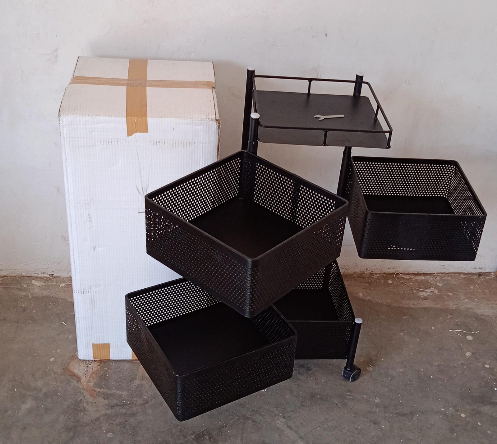 Metal High Quality Kitchen Trolley Kitchen Organizer Items and Kitchen Accessories Items for Kitchen Rack Square Design for Fruits & Vegetable Onion Storage Kitchen Trolley with Wheels (4 Layer) - infinityexculsivestore.com