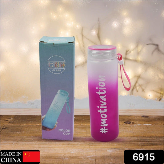 Motivational Glass Water Bottle Colorful potable Water Glass Bottle With Rubber Band, Daily Intake Hourly Water Bottle to Ensure You Drink Enough Water Throughout The Day Reusable Cycling Gym, Workout Fitness Bottle (350 ML) - infinityexculsivestore.com