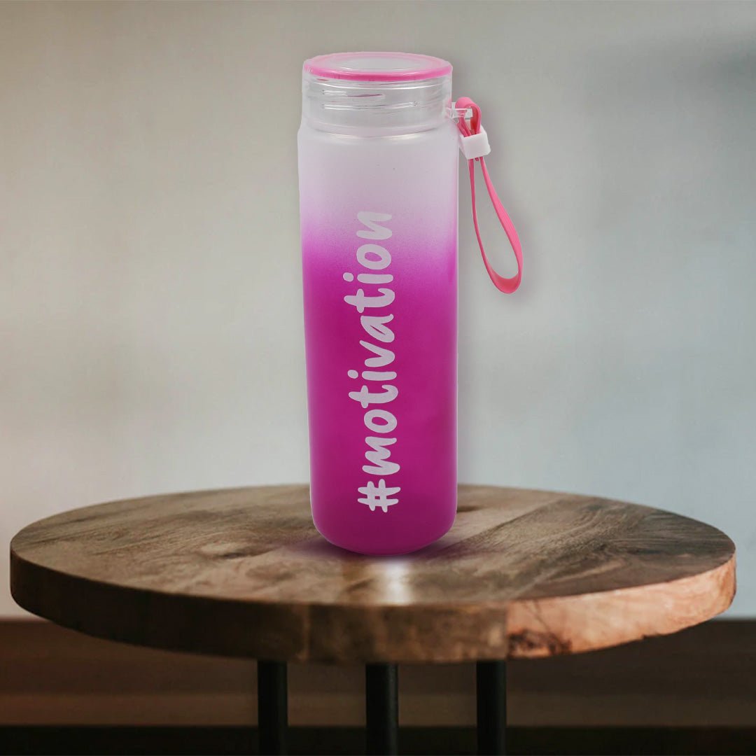 Motivational Glass Water Bottle Colorful potable Water Glass Bottle With Rubber Band, Daily Intake Hourly Water Bottle to Ensure You Drink Enough Water Throughout The Day Reusable Cycling Gym, Workout Fitness Bottle (350 ML) - infinityexculsivestore.com