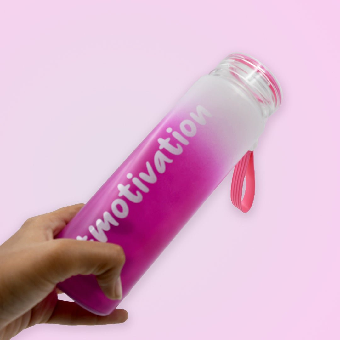 Motivational Glass Water Bottle Colorful potable Water Glass Bottle With Rubber Band, Daily Intake Hourly Water Bottle to Ensure You Drink Enough Water Throughout The Day Reusable Cycling Gym, Workout Fitness Bottle (350 ML) - infinityexculsivestore.com