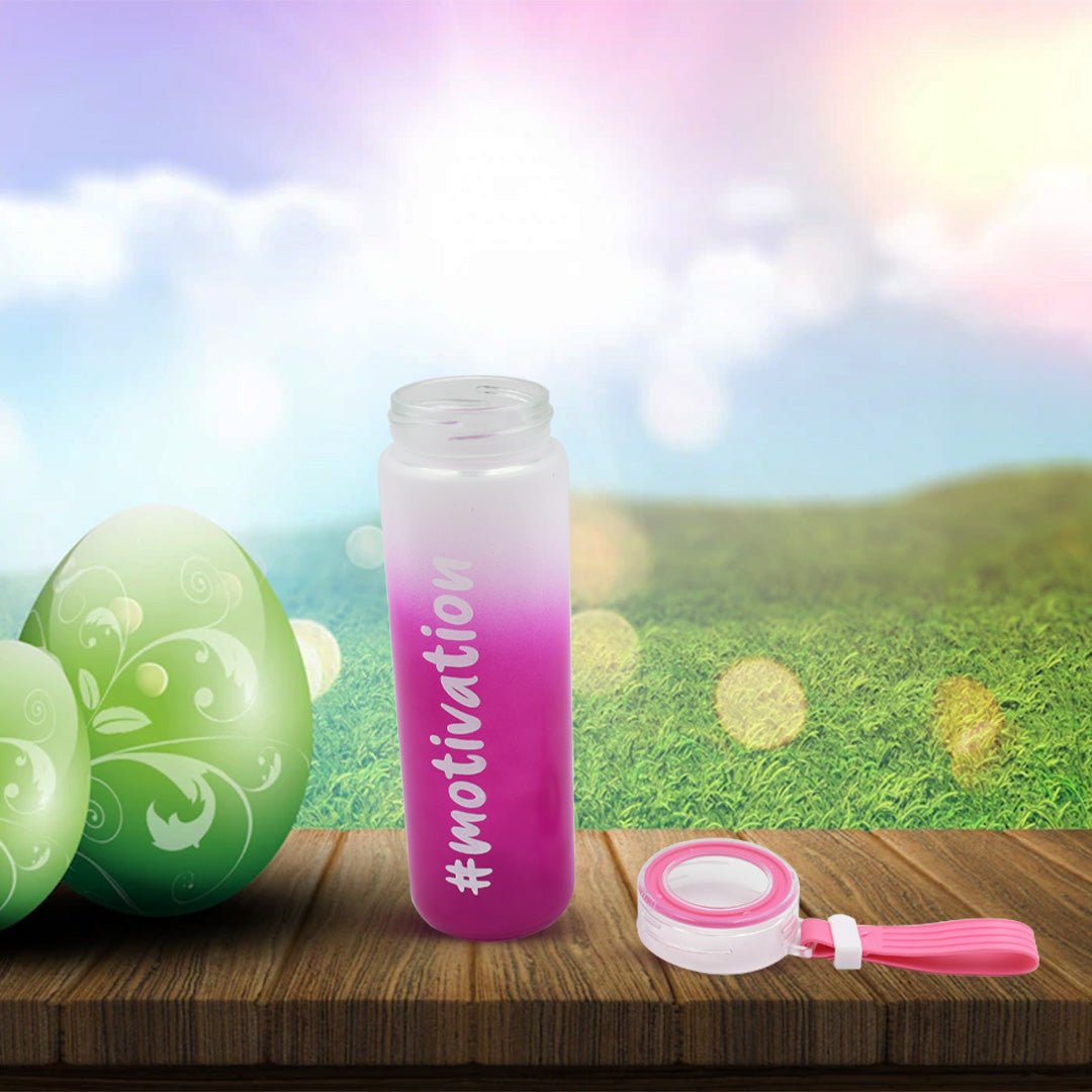Motivational Glass Water Bottle Colorful potable Water Glass Bottle With Rubber Band, Daily Intake Hourly Water Bottle to Ensure You Drink Enough Water Throughout The Day Reusable Cycling Gym, Workout Fitness Bottle (350 ML) - infinityexculsivestore.com