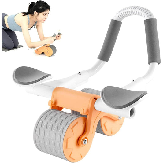 Automatic Rebound Abdominal Wheel, Ab Roller Wheel with Timer Elbow Support for Beginners, Exercise Double Wheel with Knee Mat Holder for Body Fitness Strength Training Home Gym - infinityexculsivestore.com
