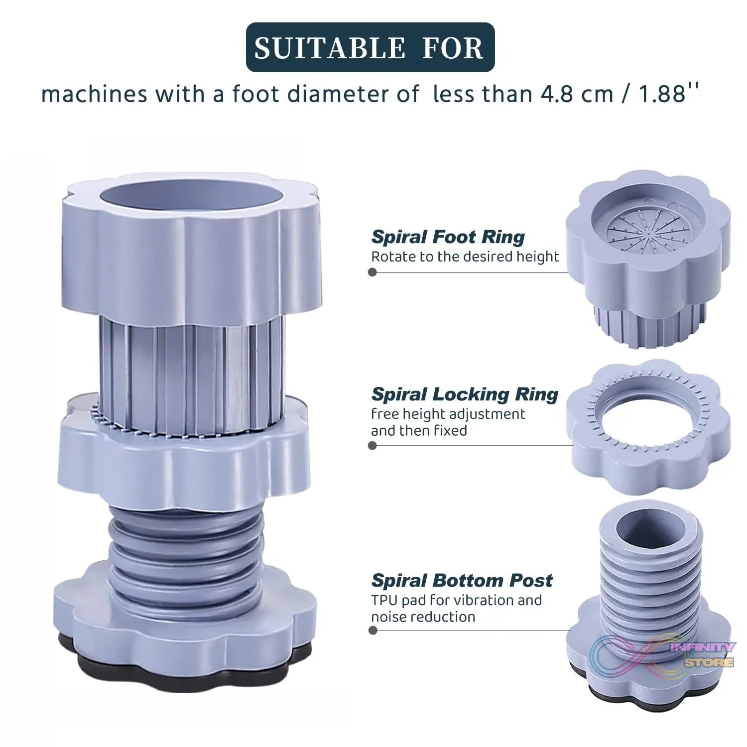 Washing machine support, anti vibration washing machine support adjustable washer anti vibrasion stands, washer & dryer pedestals, Washing Machine Accessory Anti - Skid stand PVC Lifting stand Non - Slip ( 4 Pc Set ) - infinityexculsivestore.com