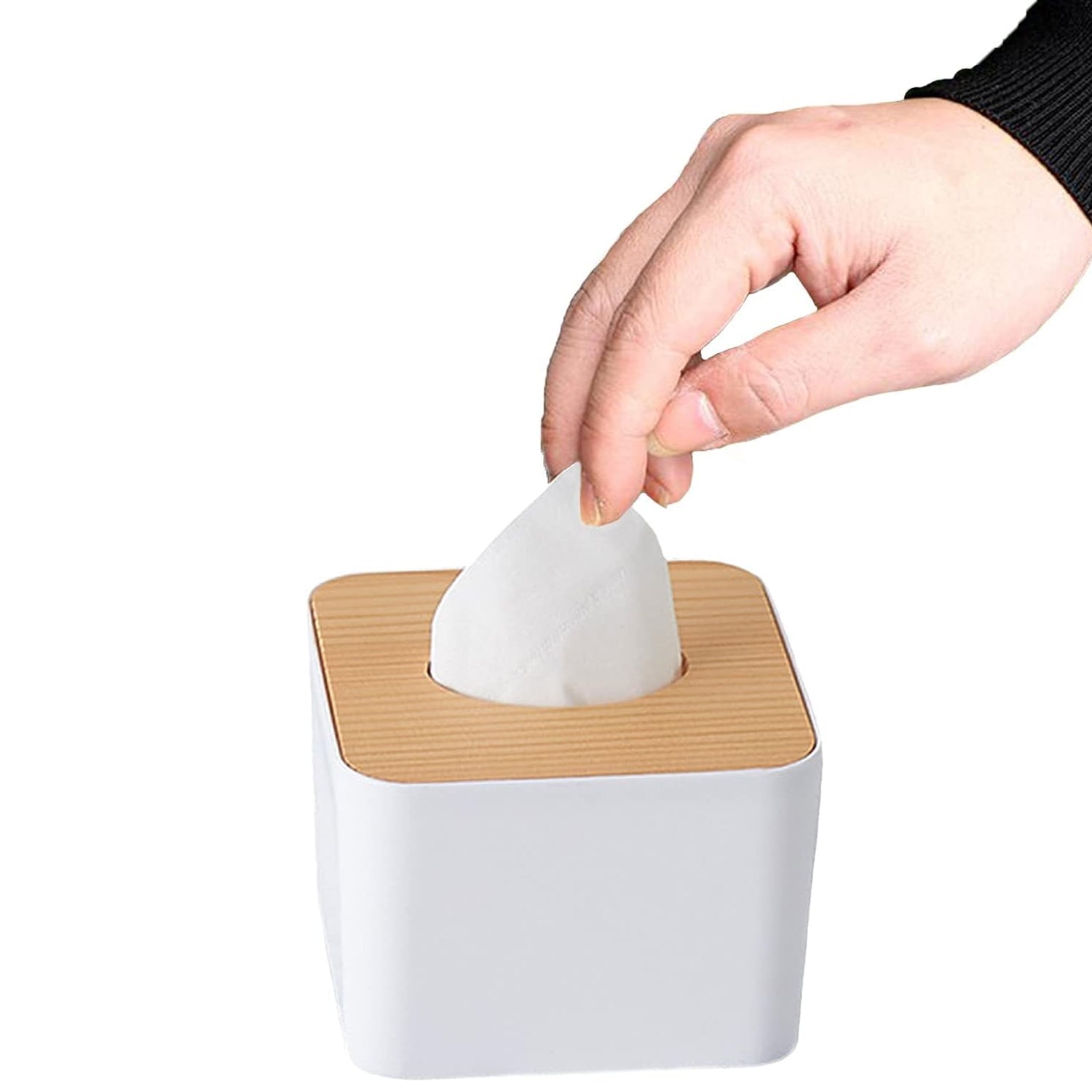 Tissue Box Desktop Stand Bamboo Tissue Cover Box Rectangular Paper Towel Holder Removable Tissue Dispenser for Bathroom Vanity Countertop Bedroom Car Holder Paper Towels Dispenser (1 Pc ) - infinityexculsivestore.com