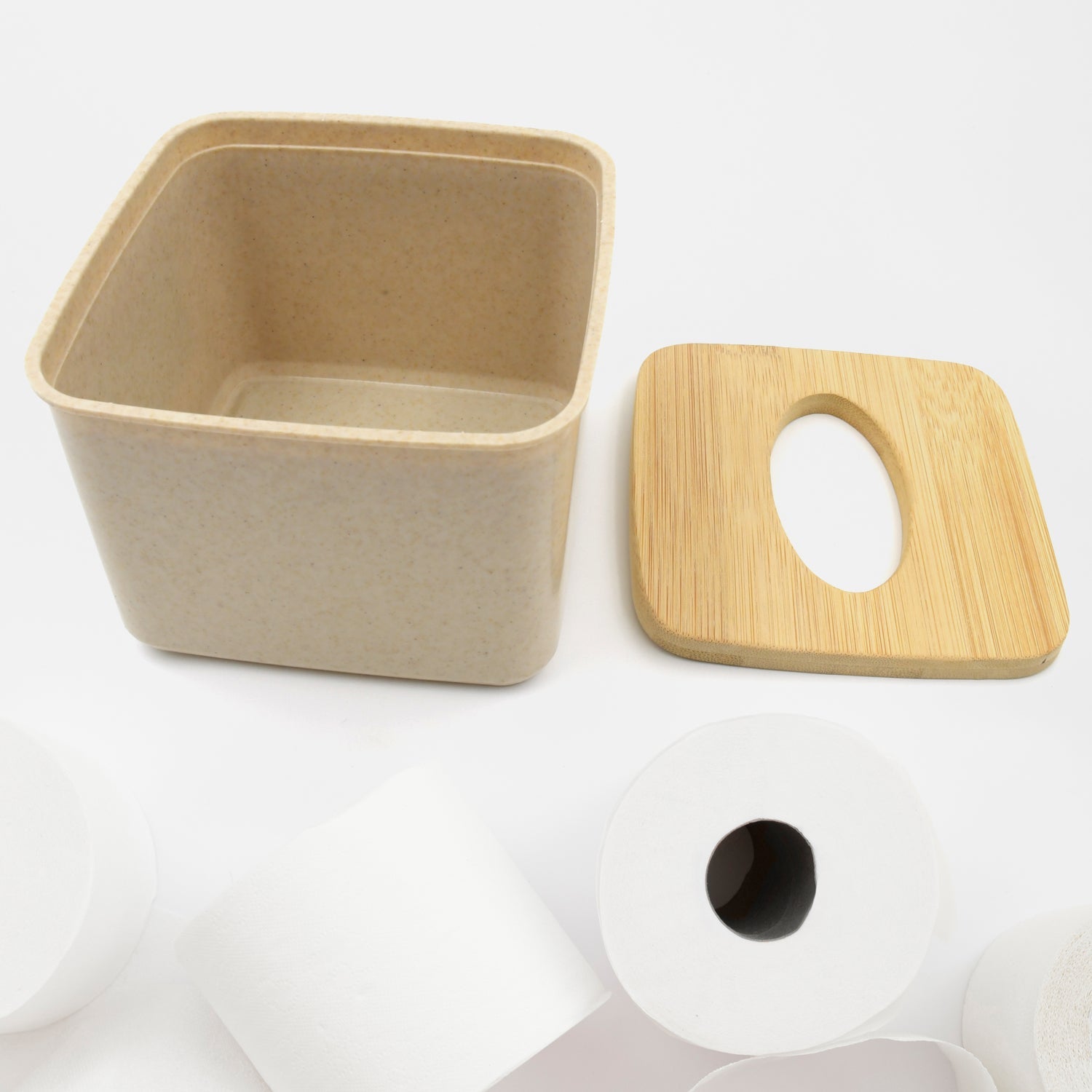 Tissue Box Desktop Stand Bamboo Tissue Cover Box Rectangular Paper Towel Holder Removable Tissue Dispenser for Bathroom Vanity Countertop Bedroom Car Holder Paper Towels Dispenser (1 Pc ) - infinityexculsivestore.com
