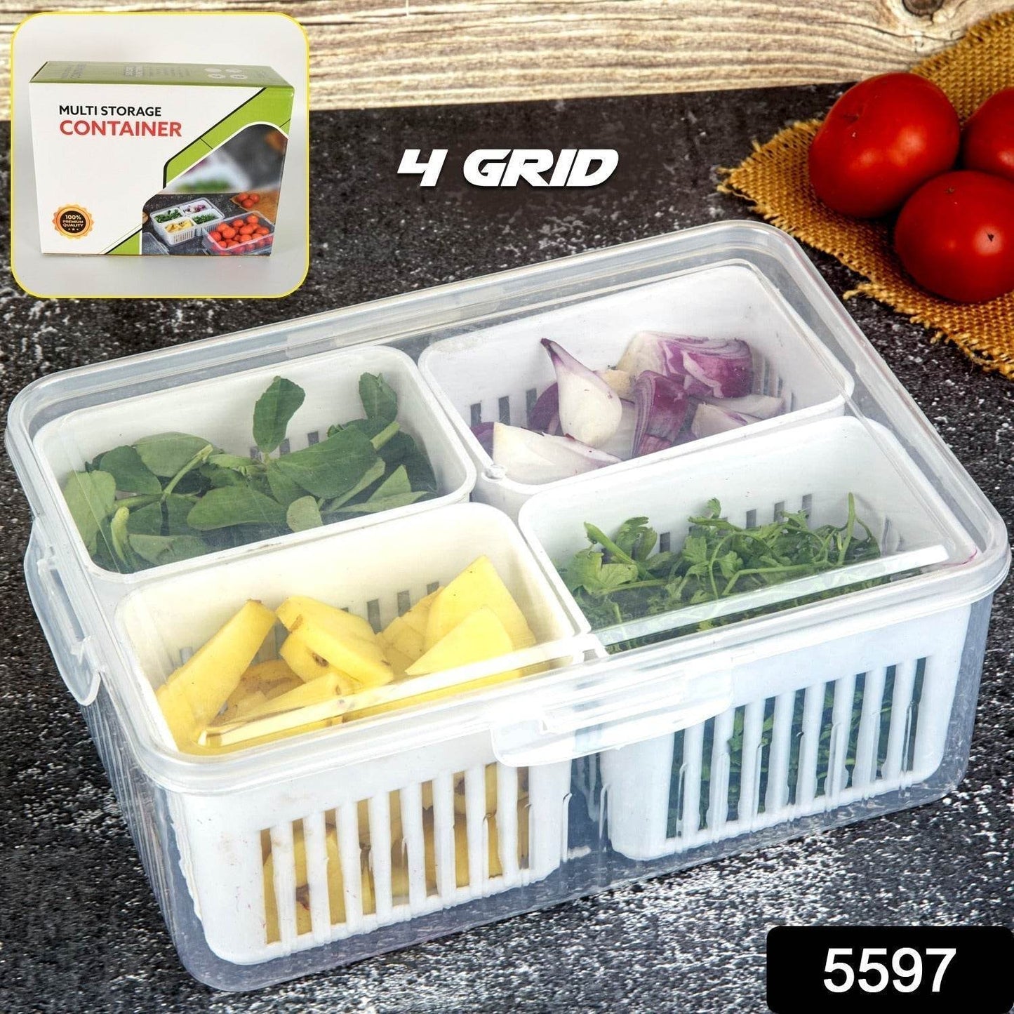 Fridge Storage Boxes Freezer Storage Containers, Container for Kitchen Storage Set, Storage in Kitchen, Vegetable Storage, Draining Crisper Refrigerator Food Box (1 Pc) - infinityexculsivestore.com