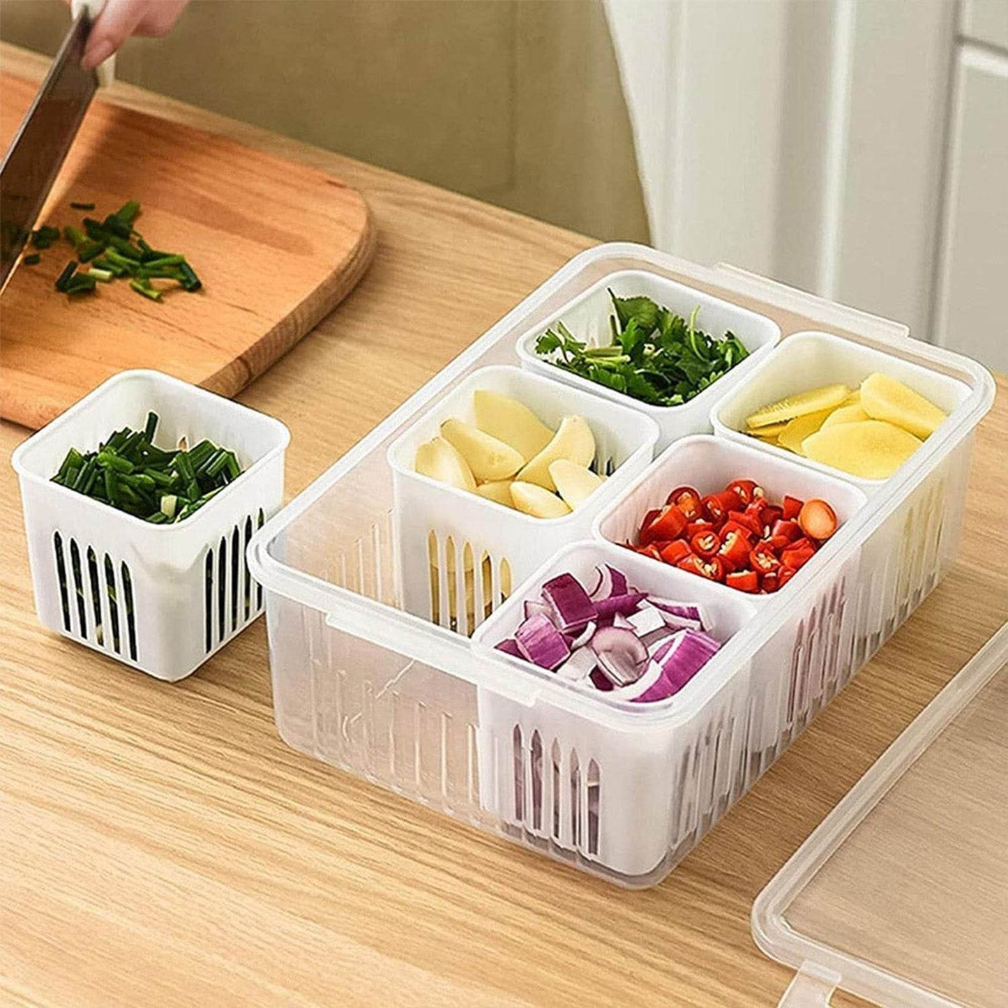 Fridge Storage Boxes Freezer Storage Containers, Container for Kitchen Storage Set, Storage in Kitchen, Vegetable Storage, Draining Crisper Refrigerator Food Box (1 Pc) - infinityexculsivestore.com