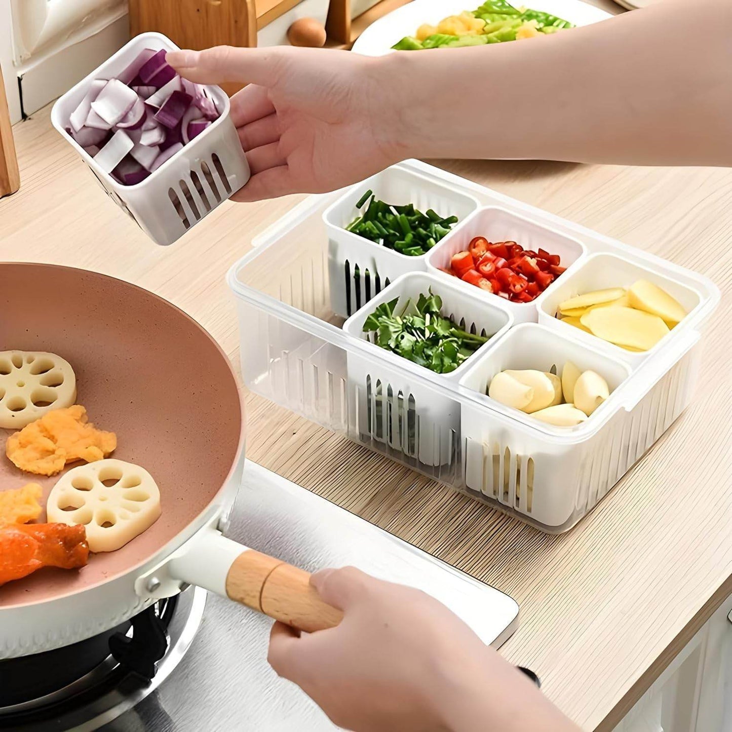 Fridge Storage Boxes Freezer Storage Containers, Container for Kitchen Storage Set, Storage in Kitchen, Vegetable Storage, Draining Crisper Refrigerator Food Box (1 Pc) - infinityexculsivestore.com