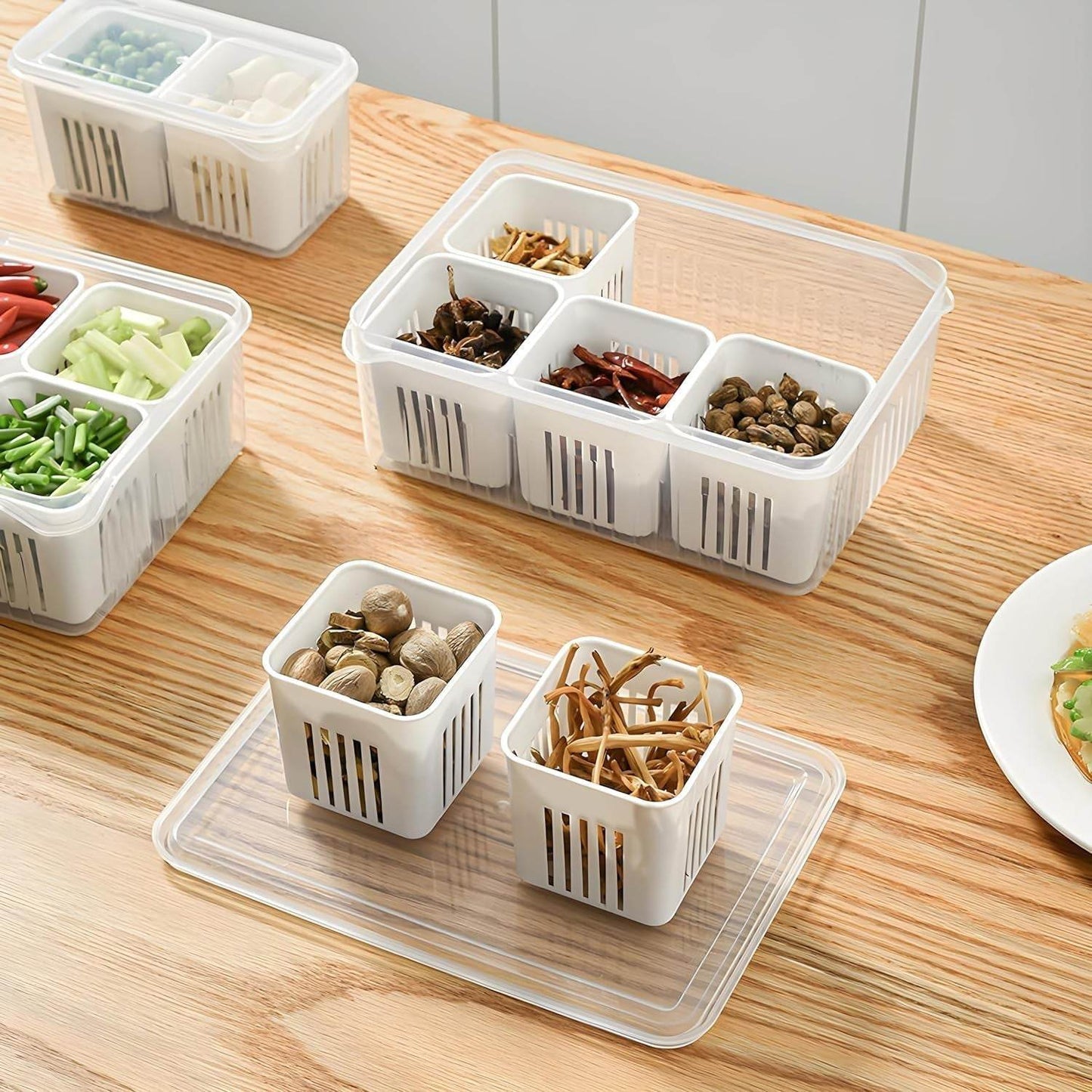 Fridge Storage Boxes Freezer Storage Containers, Container for Kitchen Storage Set, Storage in Kitchen, Vegetable Storage, Draining Crisper Refrigerator Food Box (1 Pc) - infinityexculsivestore.com