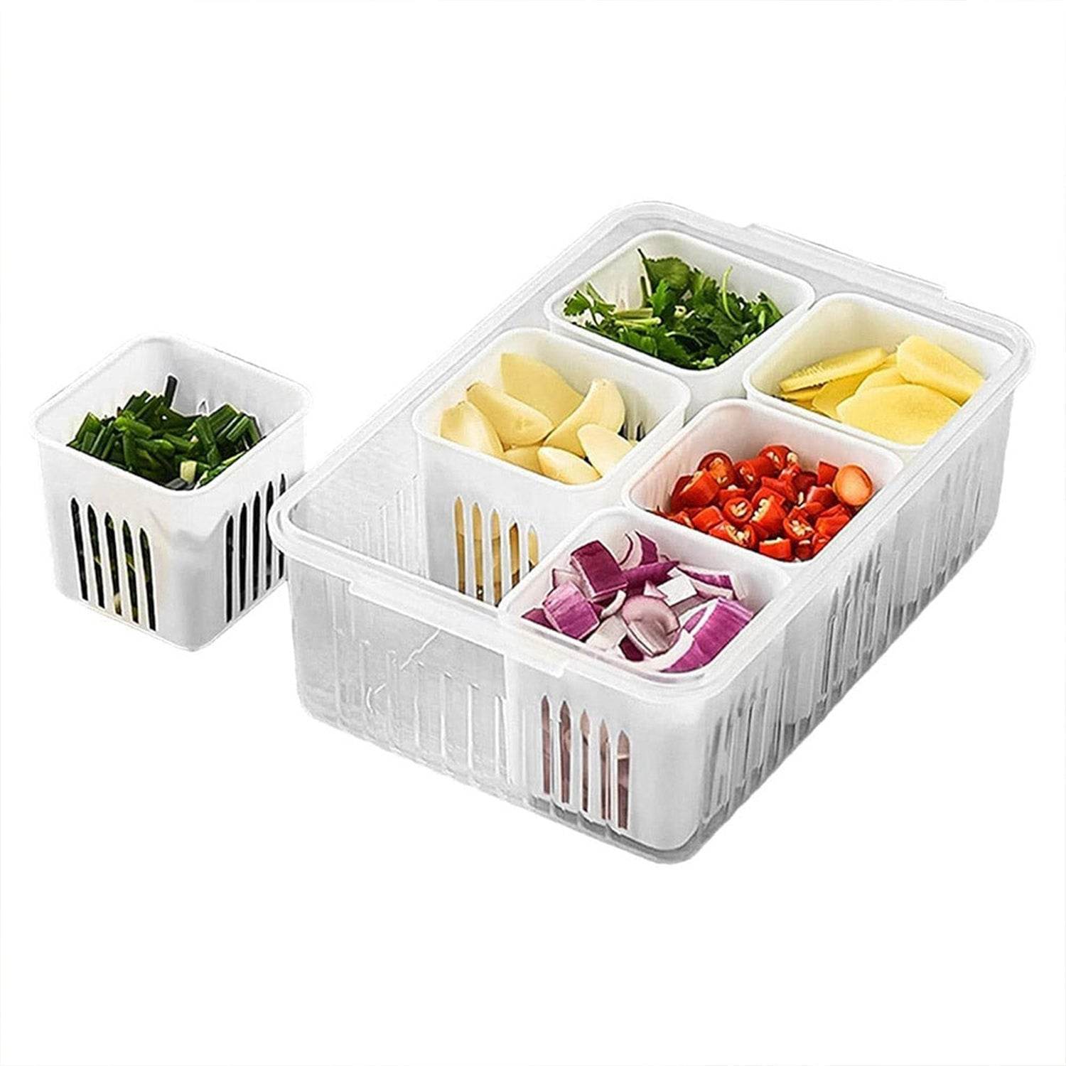 Fridge Storage Boxes Freezer Storage Containers, Container for Kitchen Storage Set, Storage in Kitchen, Vegetable Storage, Draining Crisper Refrigerator Food Box (1 Pc) - infinityexculsivestore.com