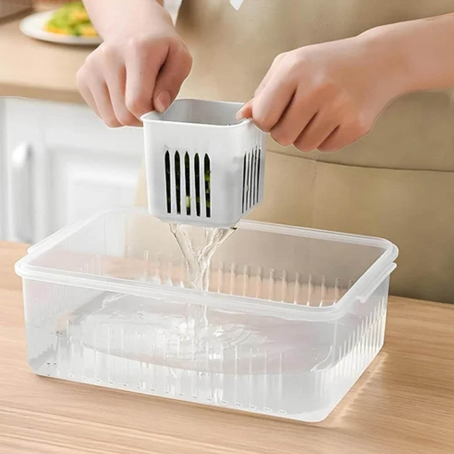 Fridge Storage Boxes Freezer Storage Containers, Container for Kitchen Storage Set, Storage in Kitchen, Vegetable Storage, Draining Crisper Refrigerator Food Box (1 Pc) - infinityexculsivestore.com