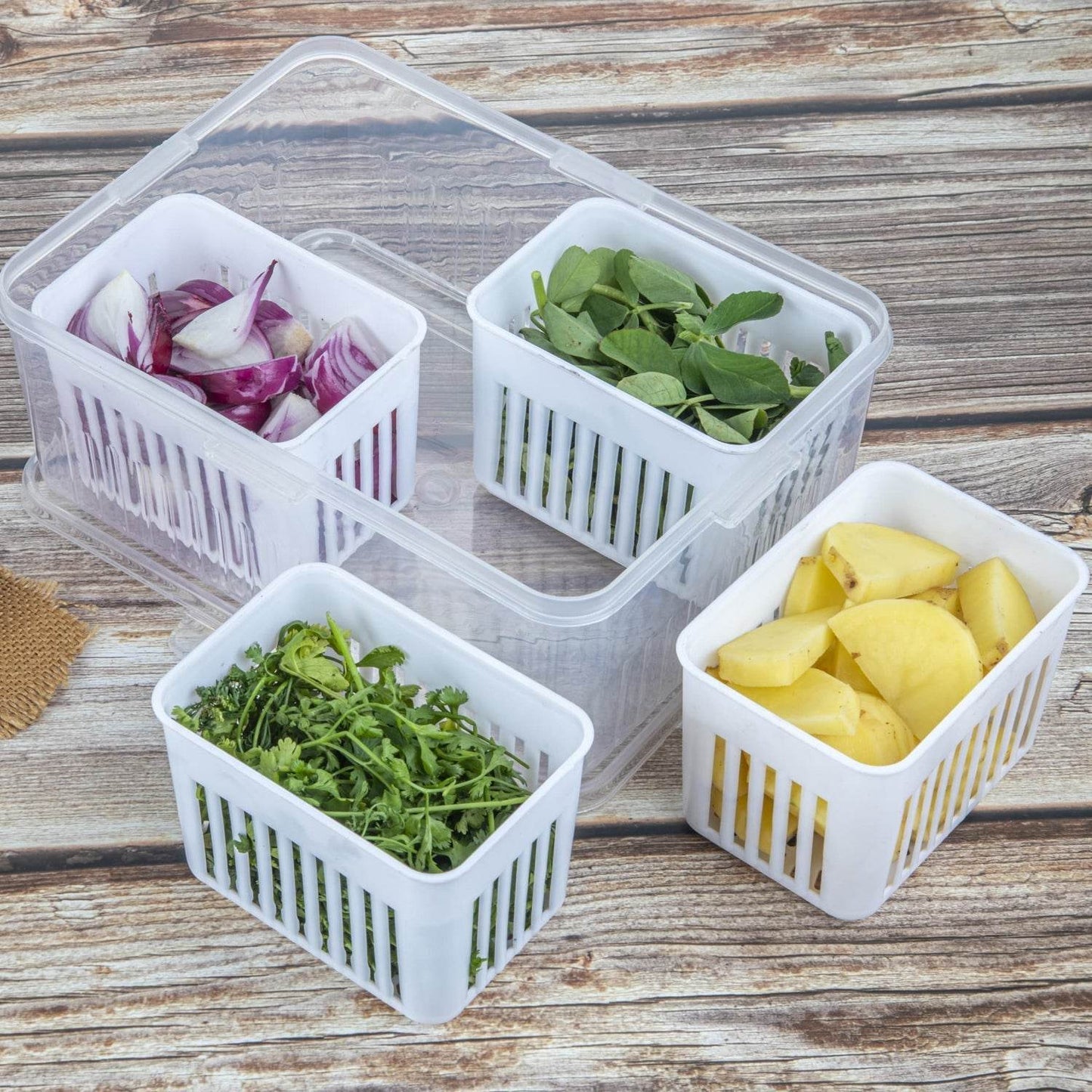 Fridge Storage Boxes Freezer Storage Containers, Container for Kitchen Storage Set, Storage in Kitchen, Vegetable Storage, Draining Crisper Refrigerator Food Box (1 Pc) - infinityexculsivestore.com