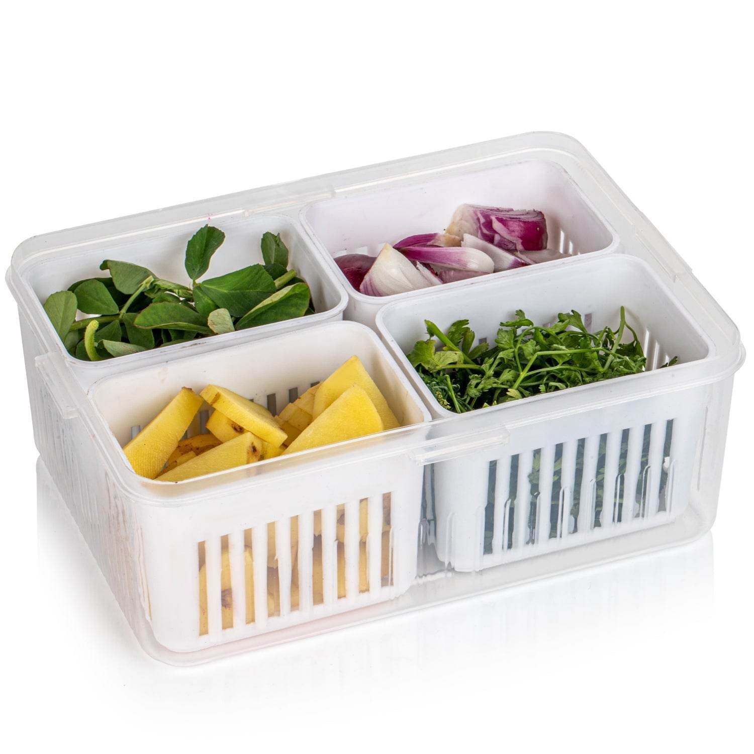 Fridge Storage Boxes Freezer Storage Containers, Container for Kitchen Storage Set, Storage in Kitchen, Vegetable Storage, Draining Crisper Refrigerator Food Box (1 Pc) - infinityexculsivestore.com