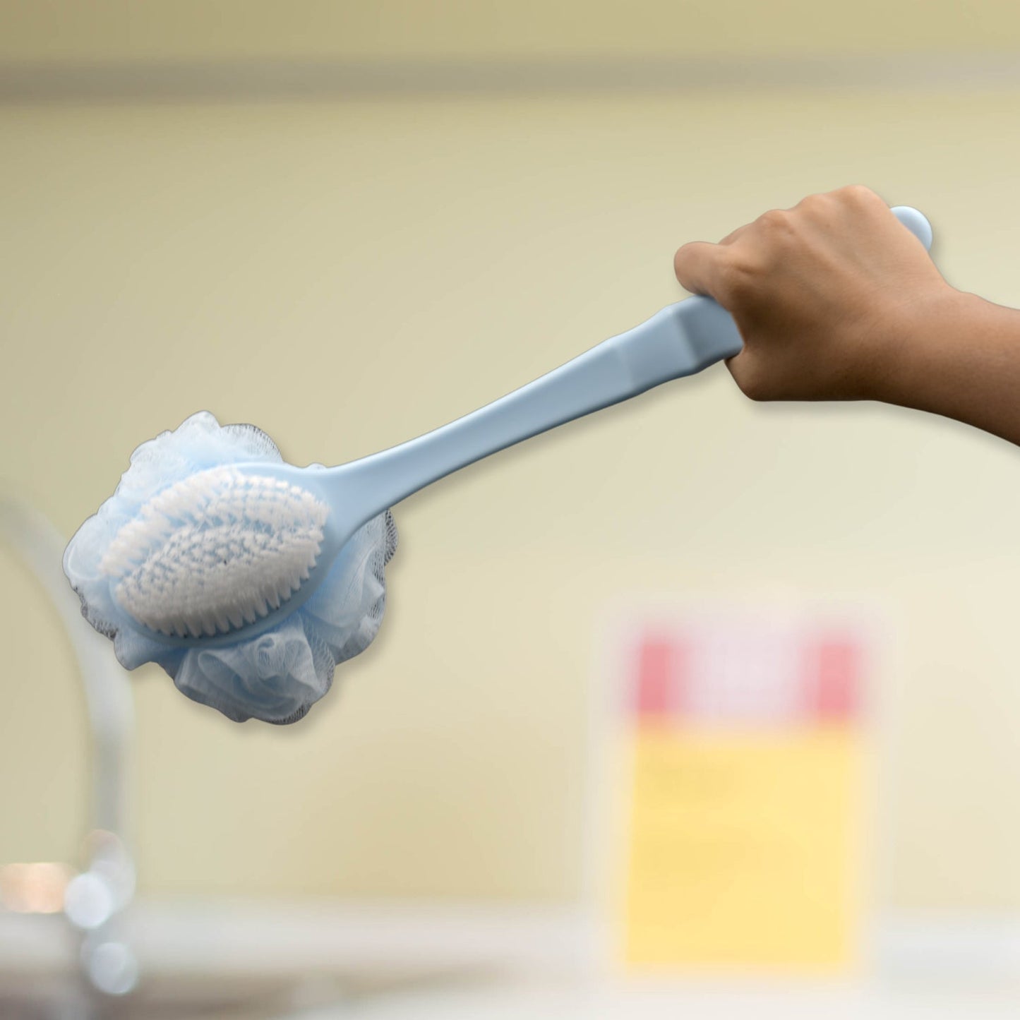 Long Handle Shower Puff Pouf Sponge Exfoliating Mesh Brush Scrubber,Bath Loofah Bath Scrubber for Body Shower Loofah Brushes, Body Bath Brush for Women and Men, Bathroom Shower Accessories (Mix 1 Pc) - infinityexculsivestore.com