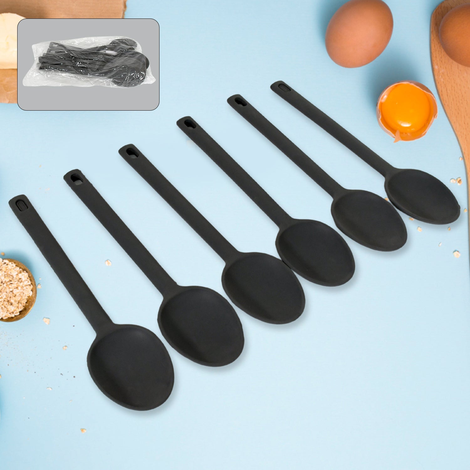 Multipurpose Silicone Spoon, Silicone Basting Spoon Non - Stick Kitchen Utensils Household Heat - Resistant Non Stick Spoons Kitchen Cookware Items For Cooking and Baking (6 Pcs Set) - infinityexculsivestore.com