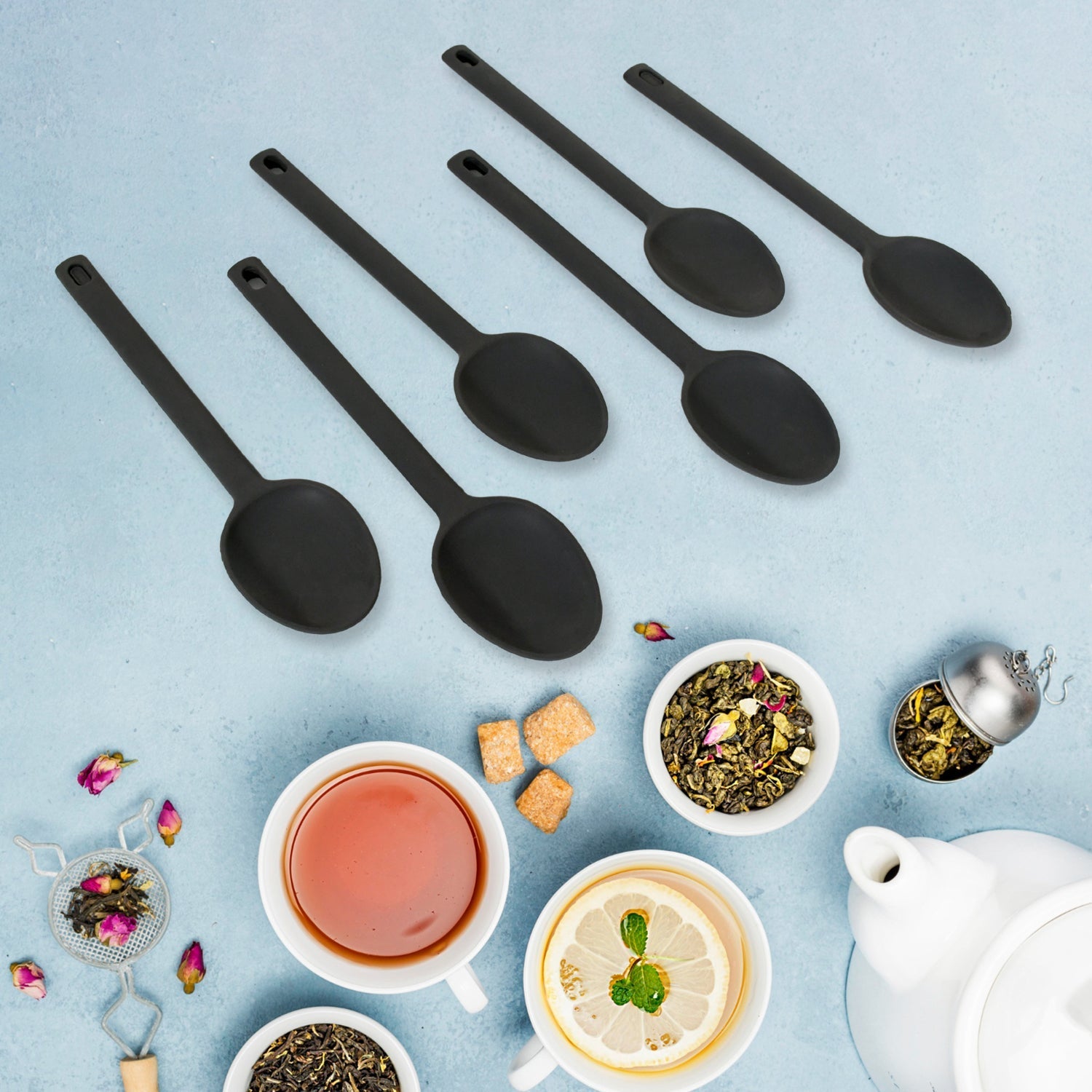 Multipurpose Silicone Spoon, Silicone Basting Spoon Non - Stick Kitchen Utensils Household Heat - Resistant Non Stick Spoons Kitchen Cookware Items For Cooking and Baking (6 Pcs Set) - infinityexculsivestore.com