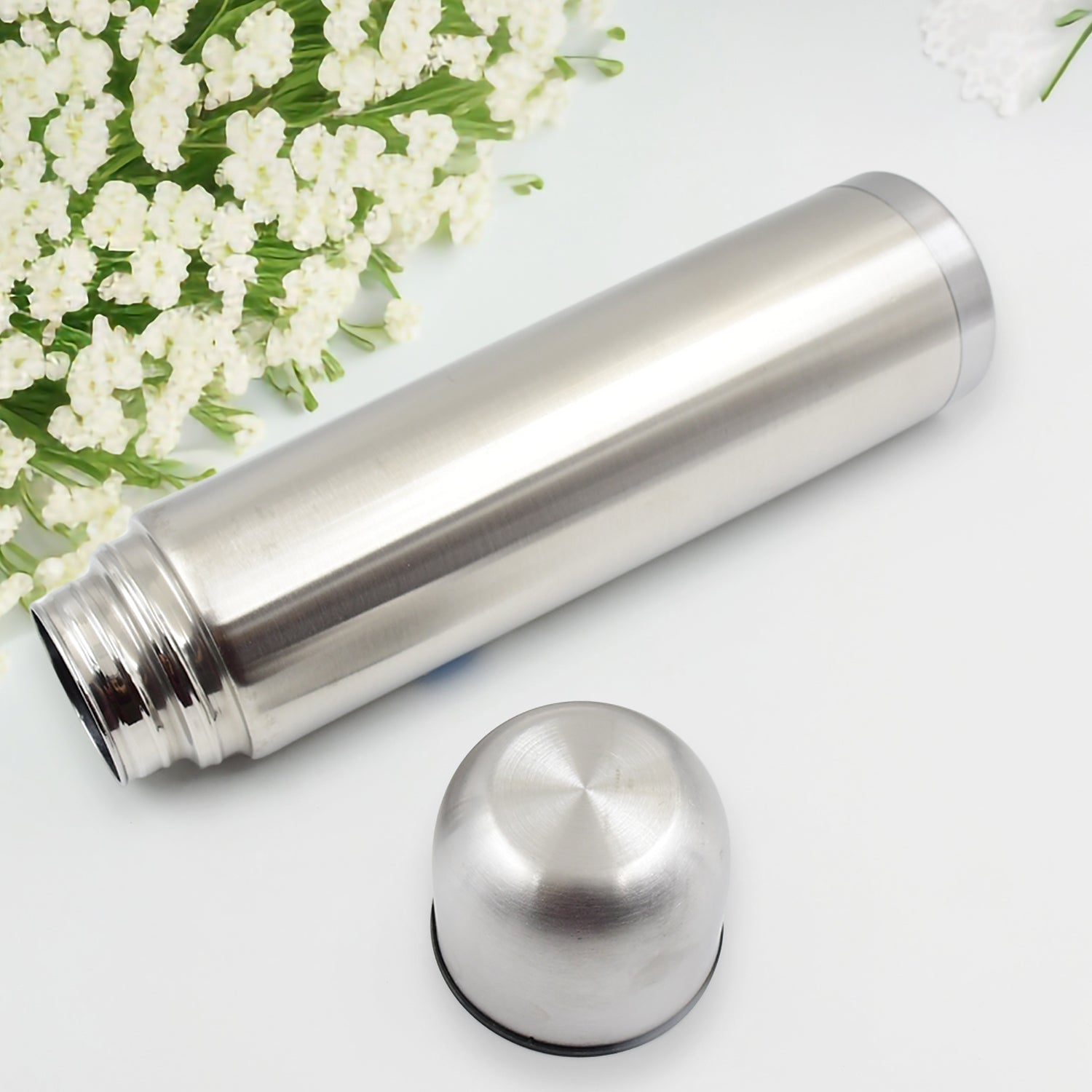 Vacuum Flask Without Cover, 18/8 Stainless Steel | Hot and Cold Water Bottle with Push - Down Lid | Double Walled Stainless Steel Bottle for Travel, Home, Office, School, Picnic (750 ML / Without Cover) - infinityexculsivestore.com