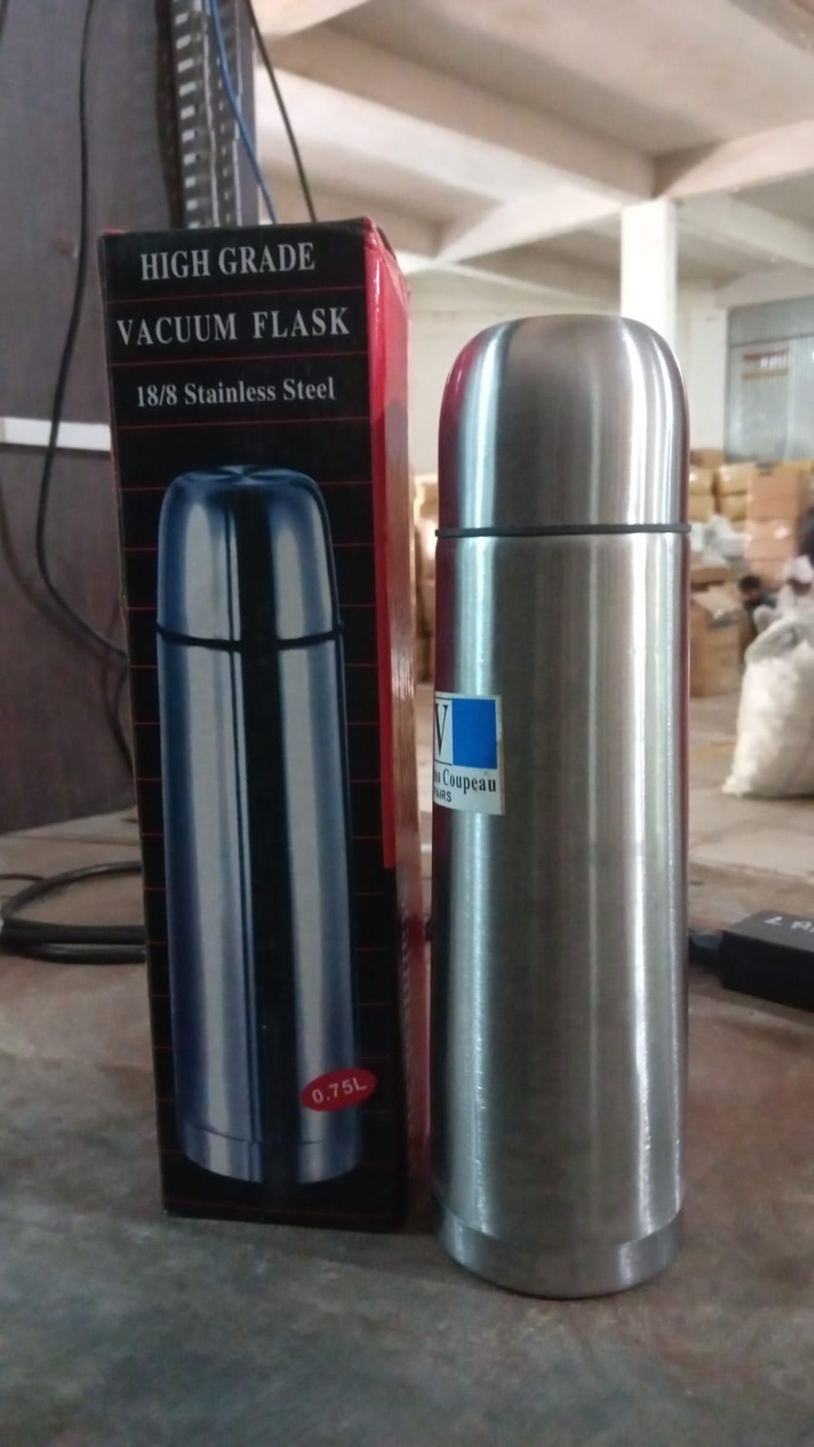 Vacuum Flask Without Cover, 18/8 Stainless Steel | Hot and Cold Water Bottle with Push - Down Lid | Double Walled Stainless Steel Bottle for Travel, Home, Office, School, Picnic (750 ML / Without Cover) - infinityexculsivestore.com