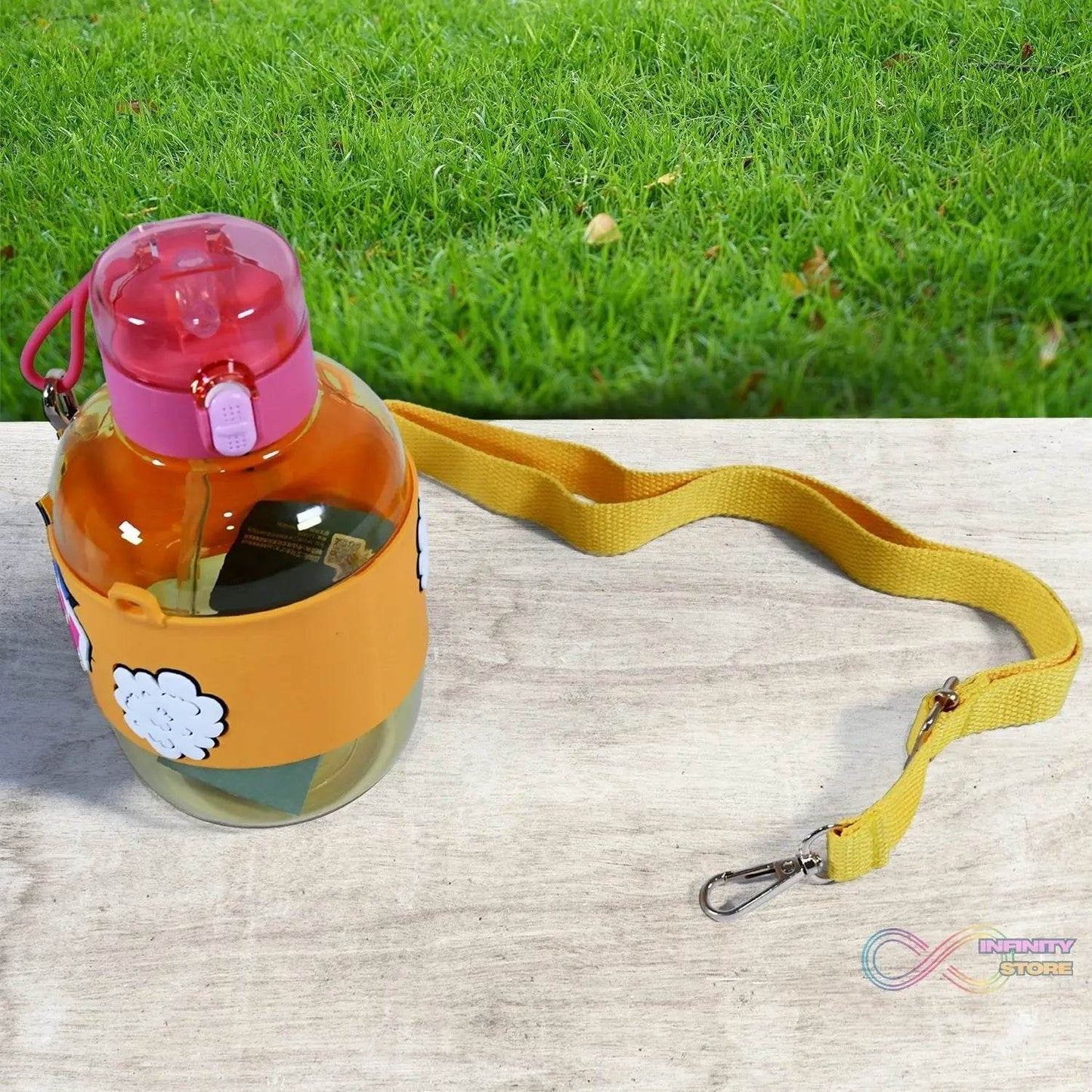 Cute Plastic Water Bottle with adjustable shoulder strap, Straw and Rubber Grip potable drinking cup Water Bottle For Kids | Water Bottle | Return Gift For Kids, Adults | School Water Bottle (1 Pc / 750 ML) - infinityexculsivestore.com