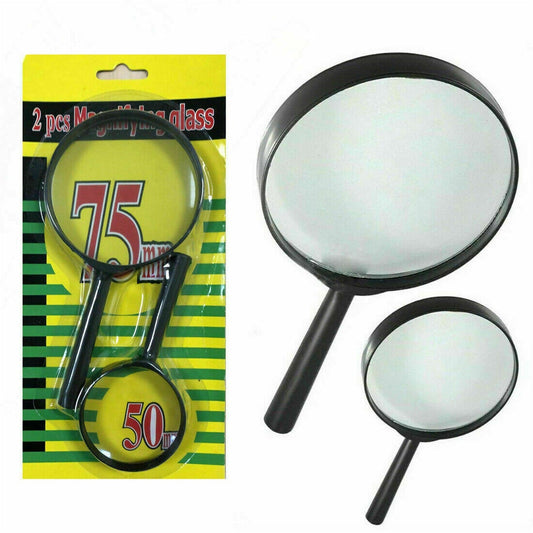 Magnifying glass Lens - reading aid made of glass - real glass magnifying glass that can be used on both sides - glass breakage - proof magnifying glass, Protect Eyes, 75mm & 50mm (2pc Set) - infinityexculsivestore.com