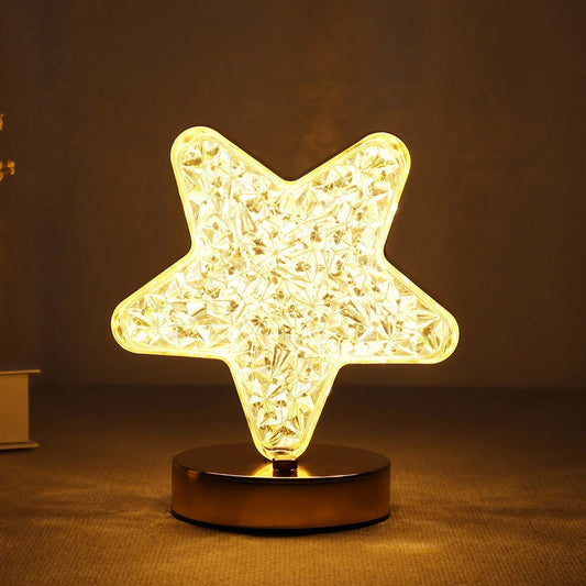 Star Shape Crystal Diamond Lamp Cordless Luxury Lamp with USB Rechargeable, 3 - Way Dimmable & Touch Control Decorative Nightstand Lamp for Bedroom, Living Room, Party, Restaurant Decor (1 Pc ) - infinityexculsivestore.com