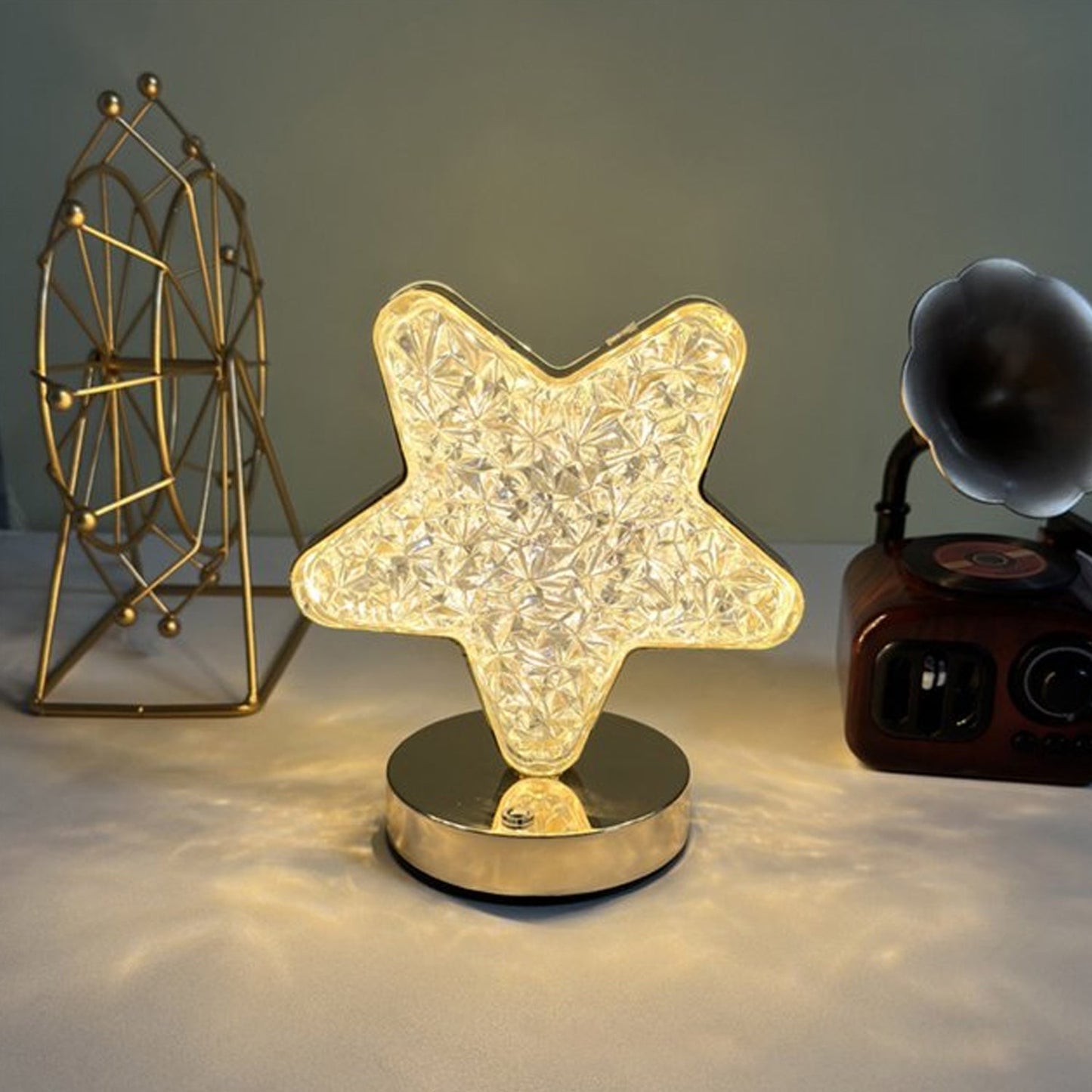 Star Shape Crystal Diamond Lamp Cordless Luxury Lamp with USB Rechargeable, 3 - Way Dimmable & Touch Control Decorative Nightstand Lamp for Bedroom, Living Room, Party, Restaurant Decor (1 Pc ) - infinityexculsivestore.com