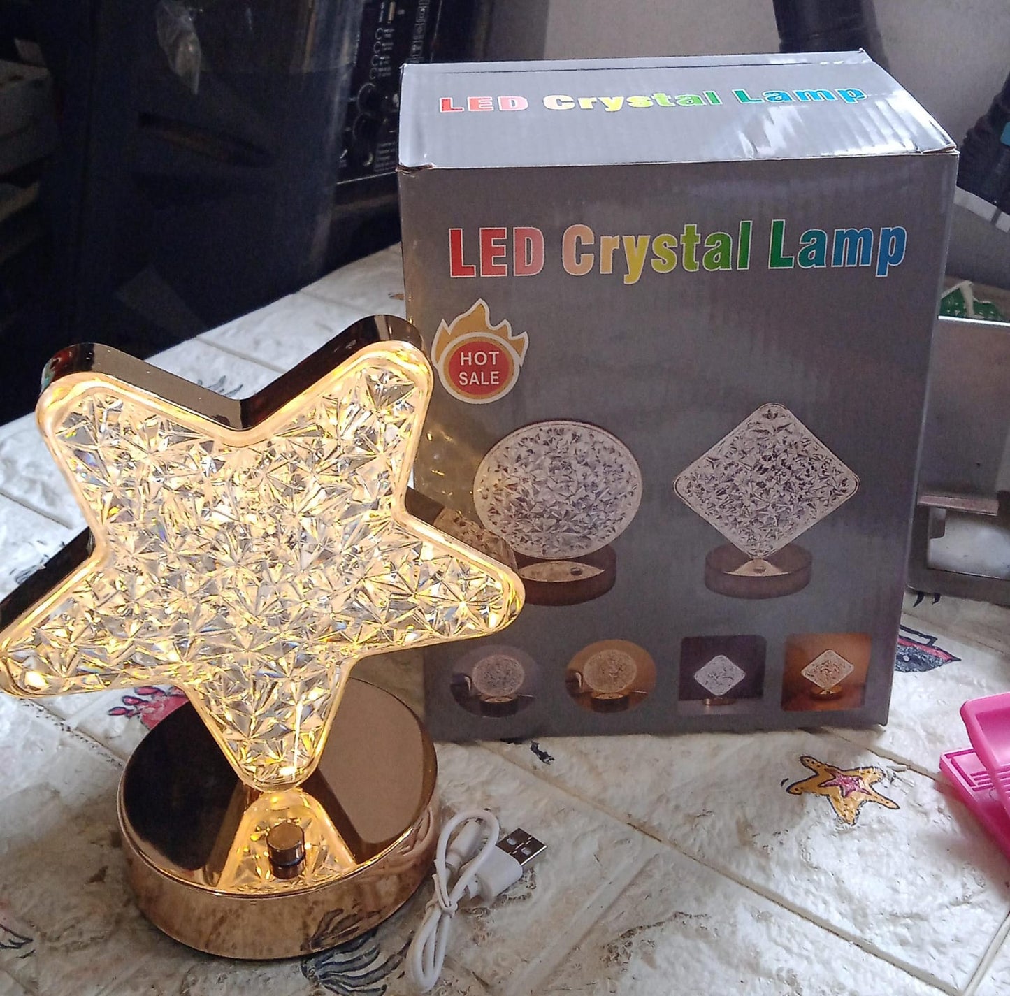 Star Shape Crystal Diamond Lamp Cordless Luxury Lamp with USB Rechargeable, 3 - Way Dimmable & Touch Control Decorative Nightstand Lamp for Bedroom, Living Room, Party, Restaurant Decor (1 Pc ) - infinityexculsivestore.com