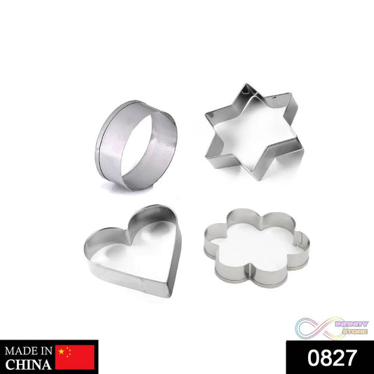 0827 Cookie Cutter Stainless Steel Cookie Cutter with Shape Heart Round Star and Flower (4 Pieces) - infinityexculsivestore.com