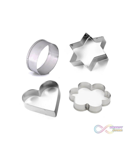 0827 Cookie Cutter Stainless Steel Cookie Cutter with Shape Heart Round Star and Flower (4 Pieces) - infinityexculsivestore.com