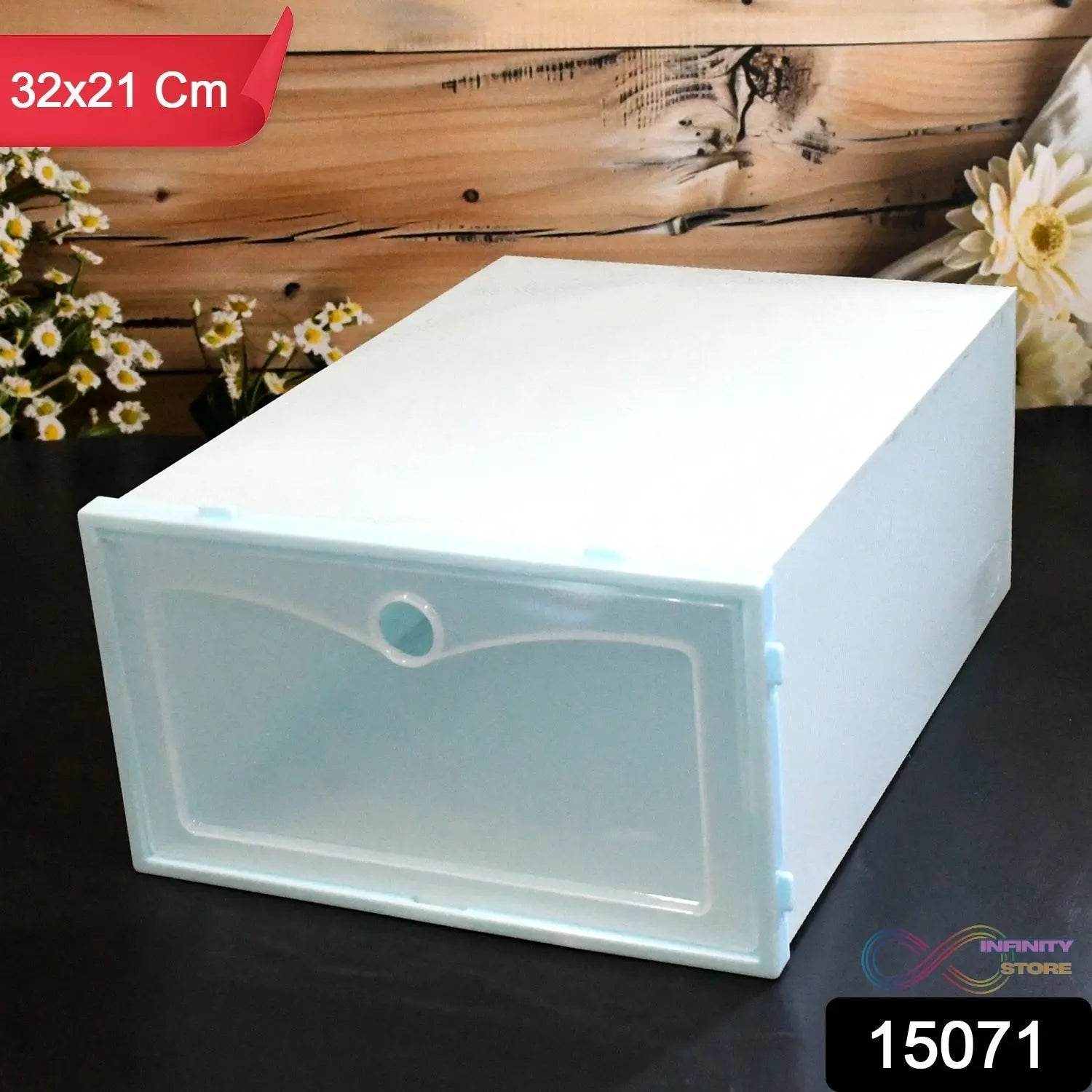 1 Layer Plastic Shoes Storage Box, Stackable Shoe Storage (1 pc / 32x21x12 CM) - infinityexculsivestore.com