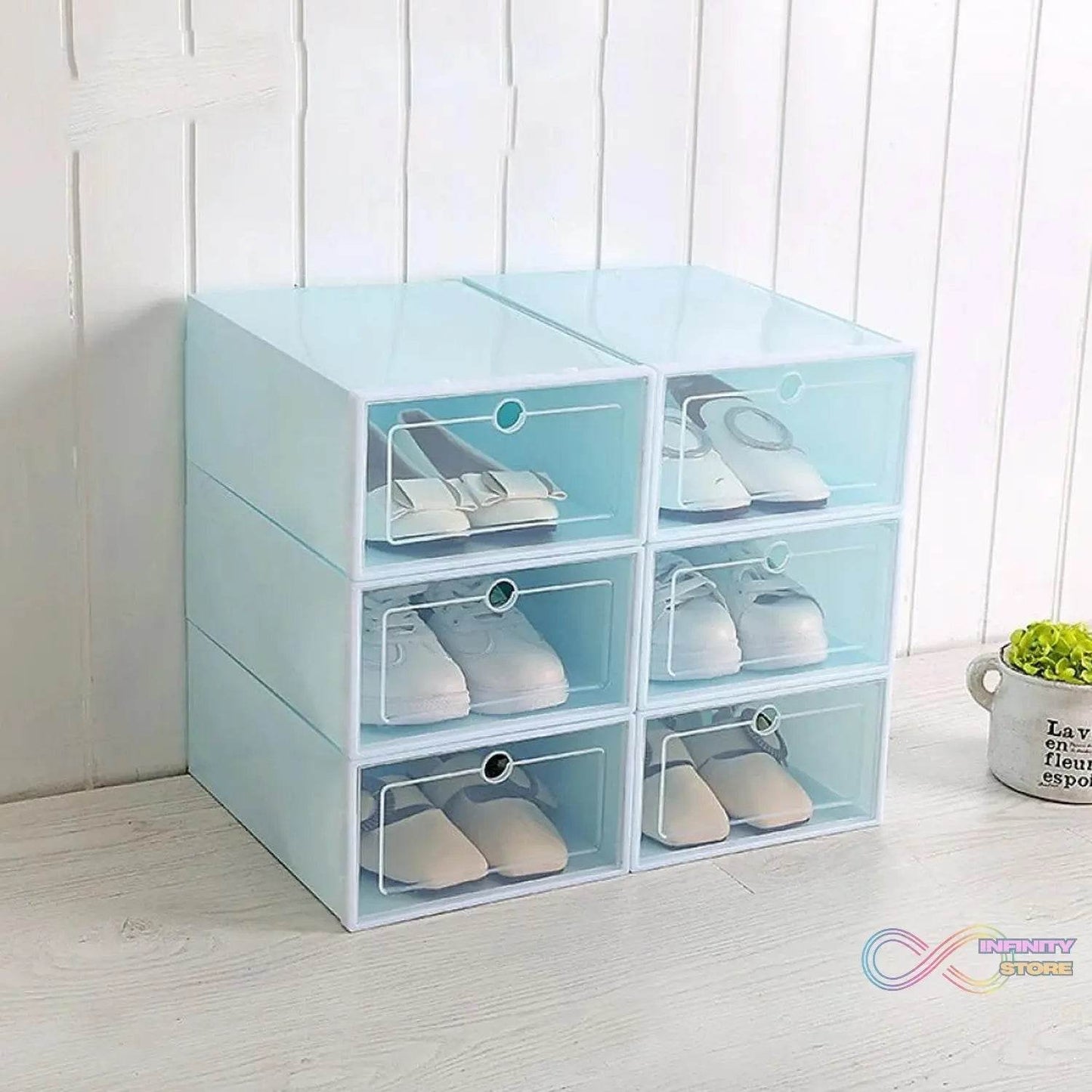 1 Layer Plastic Shoes Storage Box, Stackable Shoe Storage (1 pc / 32x21x12 CM) - infinityexculsivestore.com