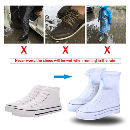 4541 Plastic Shoes Cover Reusable Anti-Slip Boots Zippered Overshoes Covers Pink, Transparent Waterproof Snow Rain Boots for Kids/Adult Shoes, for Rainy Season (XL Size1 Pairs) - infinityexculsivestore.com