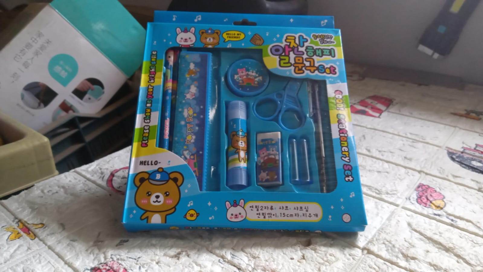 10 Pcs Set Stationary Set Including Pencil Ruler Rubber Pencil Sharpener Glue Ballpoint Pen Scissors Pencil Cover, School, Office Product Gift - infinityexculsivestore.com