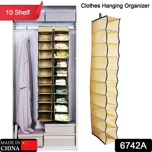 10 Tier Multipurpose Storage Rack, Foldable, Collapsible Fabric Wardrobe Organiser for Clothes - infinityexculsivestore.com