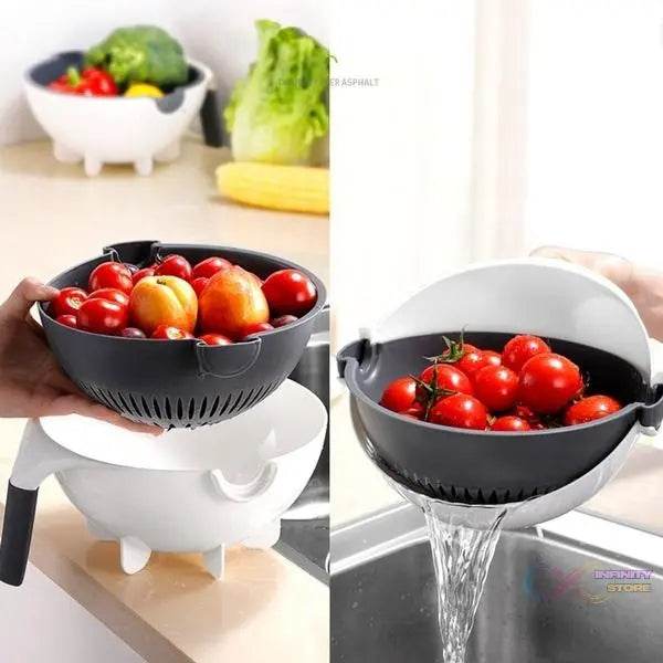 10 in 1 Multifunctional Vegetable Fruits Cutter / Slicer Shredder with Rotating Drain Basket - infinityexculsivestore.com