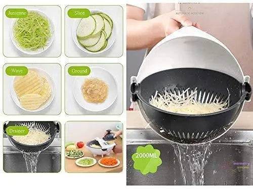 10 in 1 Multifunctional Vegetable Fruits Cutter / Slicer Shredder with Rotating Drain Basket - infinityexculsivestore.com