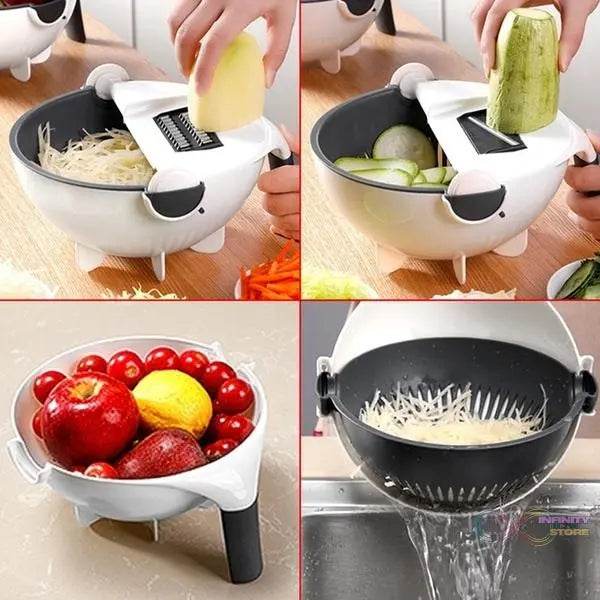 10 in 1 Multifunctional Vegetable Fruits Cutter / Slicer Shredder with Rotating Drain Basket - infinityexculsivestore.com