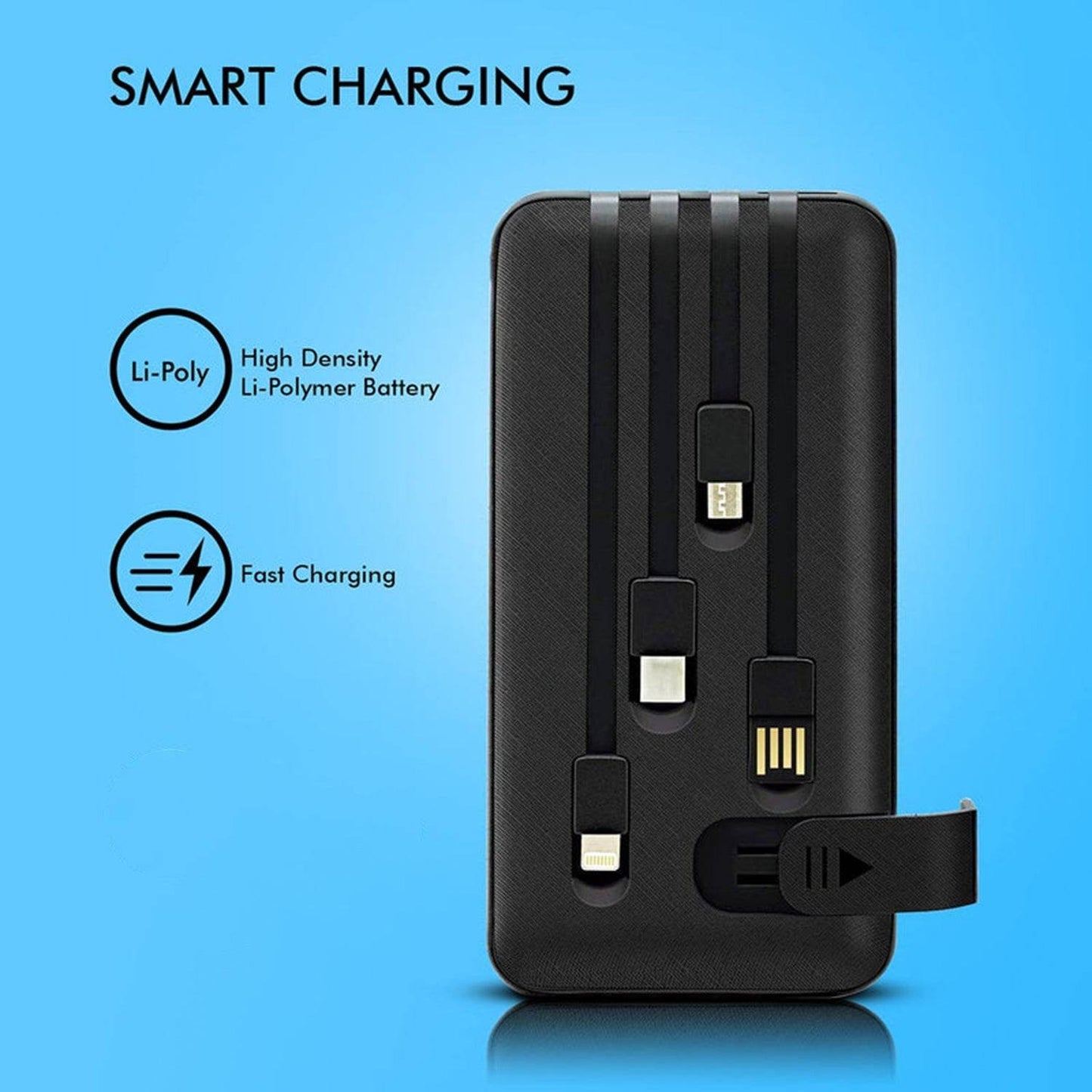 10000mAh, 12W Fast Charging Power Bank with built 4 in 1 USB with Mobile Holder (1 Pc) - infinityexculsivestore.com