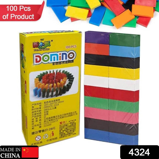 100PC DOMINO BLOCKS SET MULTICOLOR WOODEN TOY BUILDING INDOOR GAME TOY - infinityexculsivestore.com