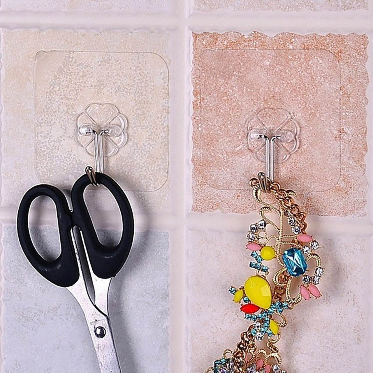 100PC MULTIPURPOSE STRONG SMALL STAINLESS STEEL ADHESIVE WALL HOOKS - infinityexculsivestore.com
