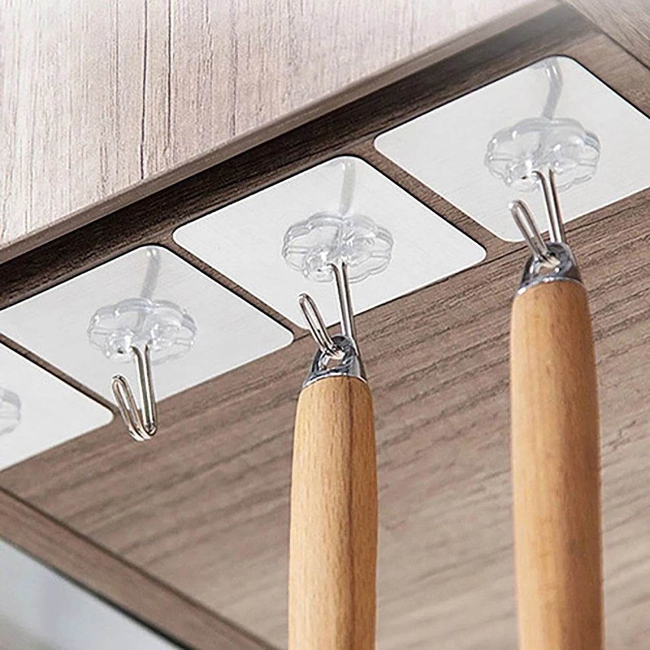 100PC MULTIPURPOSE STRONG SMALL STAINLESS STEEL ADHESIVE WALL HOOKS - infinityexculsivestore.com