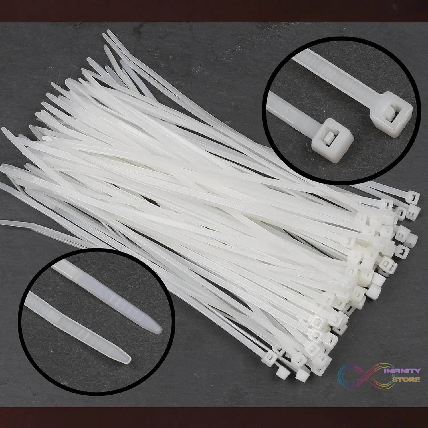10Inch Nylon Self Locking Cable Ties, Heavy Duty Strong Zip Wire Tie. Pack of 100 - Black - infinityexculsivestore.com