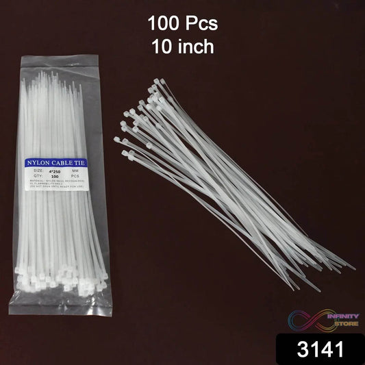 10Inch Nylon Self Locking Cable Ties, Heavy Duty Strong Zip Wire Tie. Pack of 100 - Black - infinityexculsivestore.com
