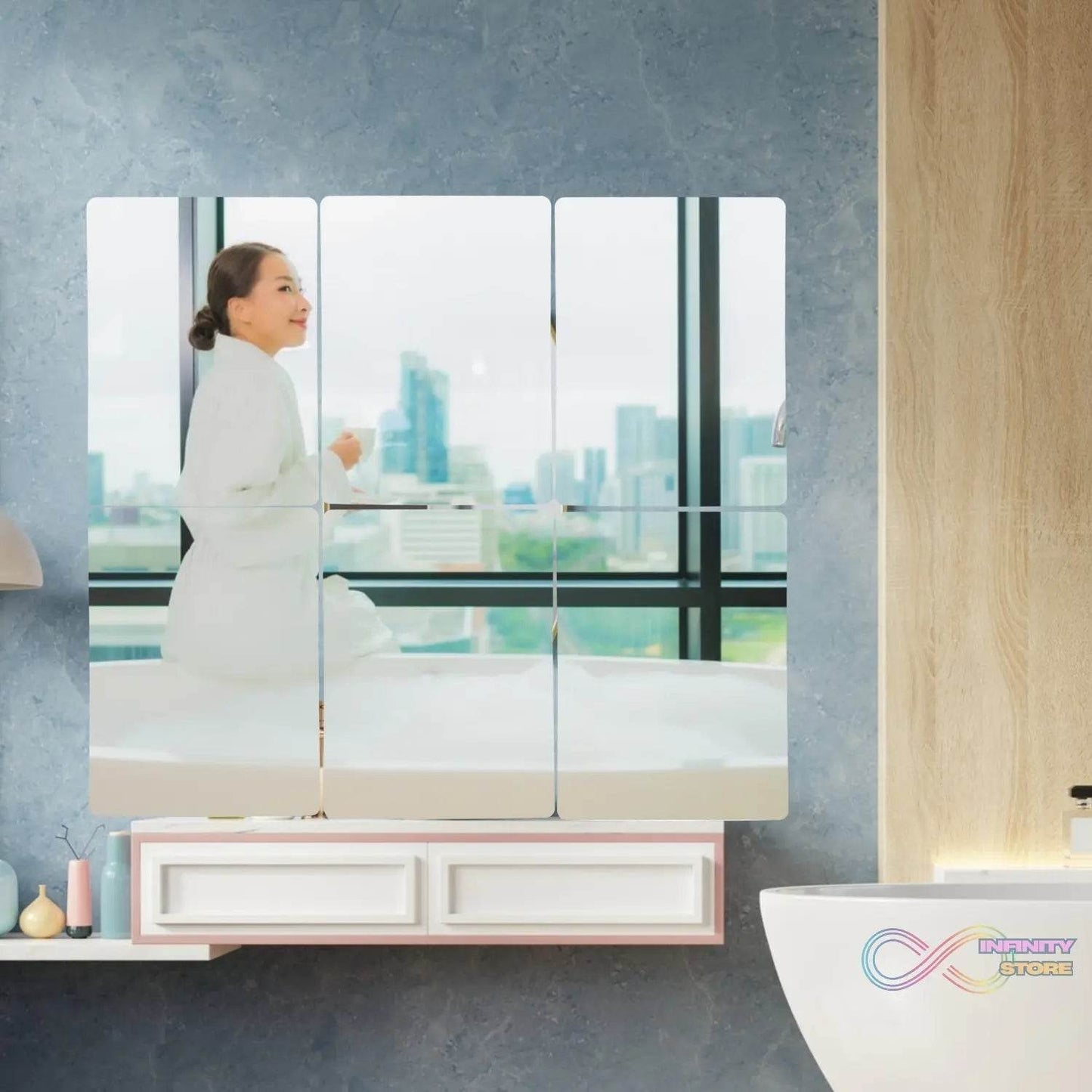 10PC BIG SQUARE ADHESIVE-BATHROOM-MIRROR-WALL - infinityexculsivestore.com