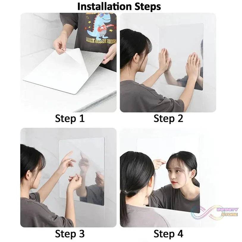 10PC BIG SQUARE ADHESIVE-BATHROOM-MIRROR-WALL - infinityexculsivestore.com