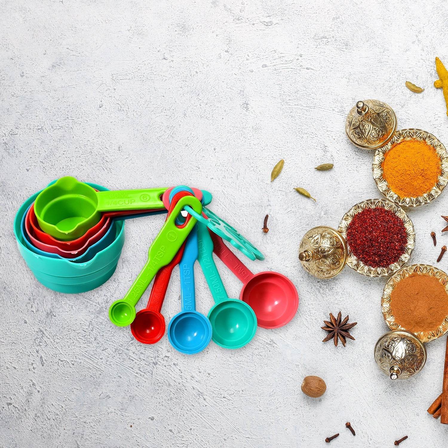 10Pcs Plastic Measuring Spoons and Cups Set for Home Kitchen Cooking. - infinityexculsivestore.com