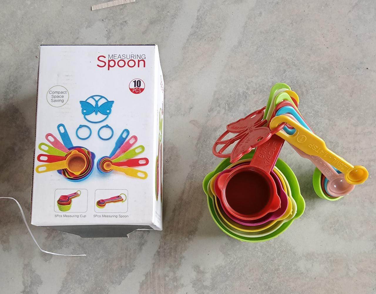 10Pcs Plastic Measuring Spoons and Cups Set for Home Kitchen Cooking. - infinityexculsivestore.com