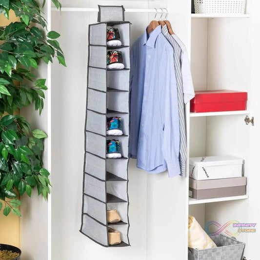 10tier Multipurpose Storage Rack, Foldable, Collapsible Fabric Wardrobe Organiser for Clothes - infinityexculsivestore.com